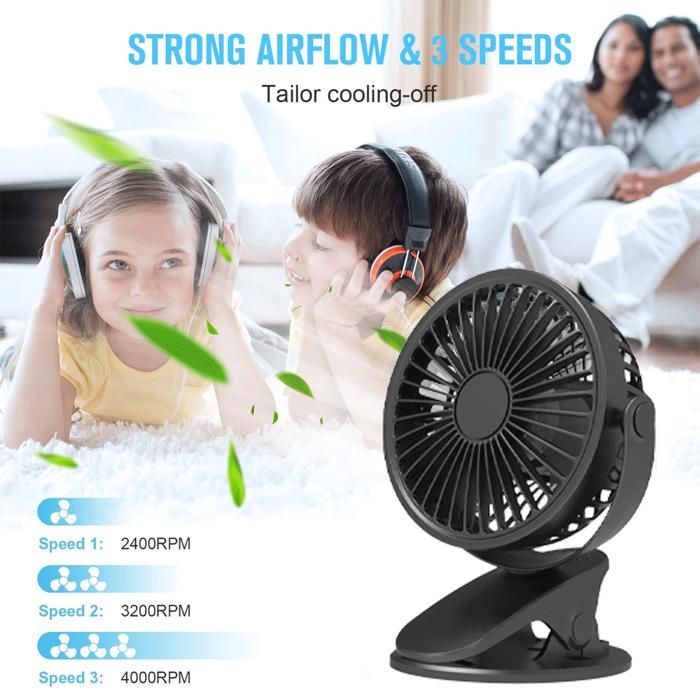 Ventilateur Portable Rechargeable à Clipser - Sans Pales, 3 Vitesses, 900 MAh, USB-C - Pour Chemise, Extérieur, Bureau
