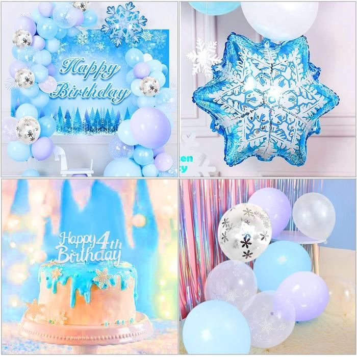 Décorations de fête d'anniversaire pour fille, ballon de neige, kit de  guirlande avec toile de fond, flocon de neige, patinage sur glace,  fournitures de fête, hiver - AliExpress