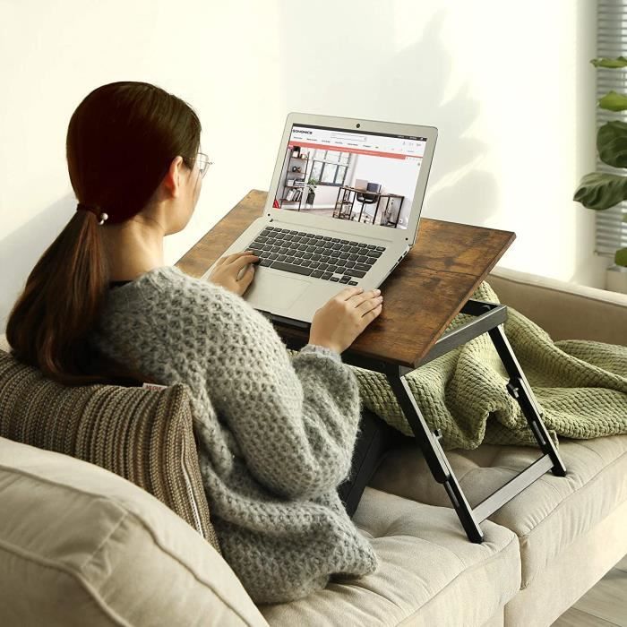 Réhausseur pour ordinateur portable Table de lit Support réglable et  pliable, en MDF et métal, 55 x 32 x 23 cm, Naturel - Costway