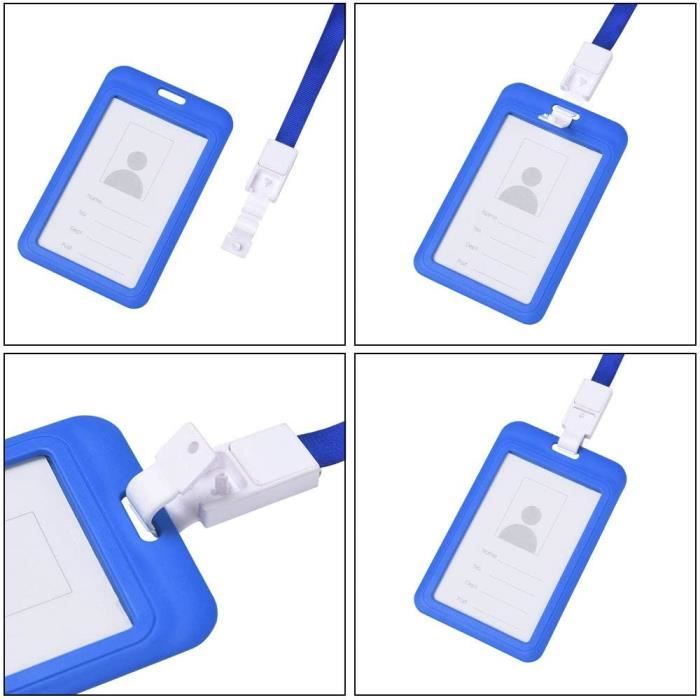 Porte-badge Vertical Étui En Plastique Transparent - Avec Lanière Détachable - Pour Carte D'Identité, Badge De Bureau - Étanche