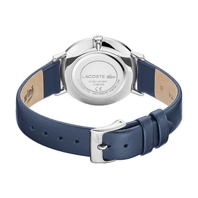 Montre Femme Lacoste Moon Argent Blanc Bracelet Cuir Bleu