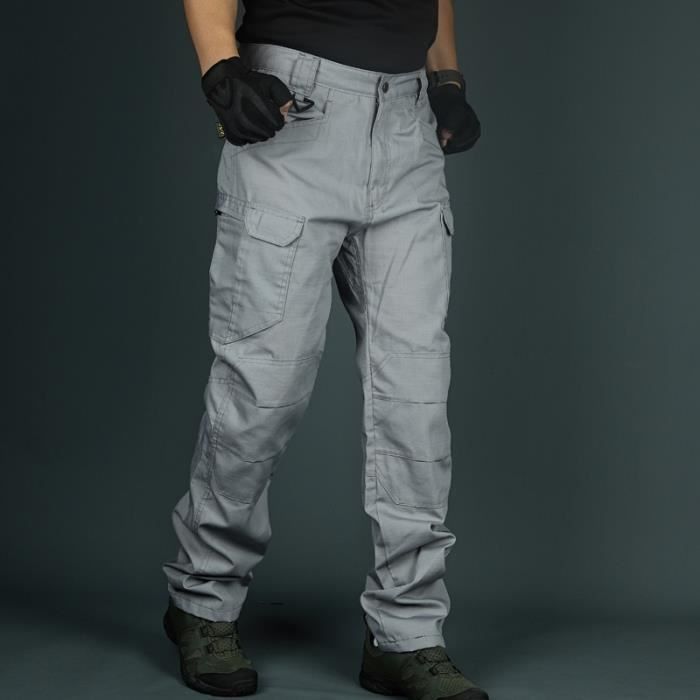 Tenue professionnelle,Pantalon tactique pour hommes,multi-poches,taille  élastique,militaire,décontracté,Cargo- Style 2 Black Blanc - Cdiscount  Prêt-à-Porter