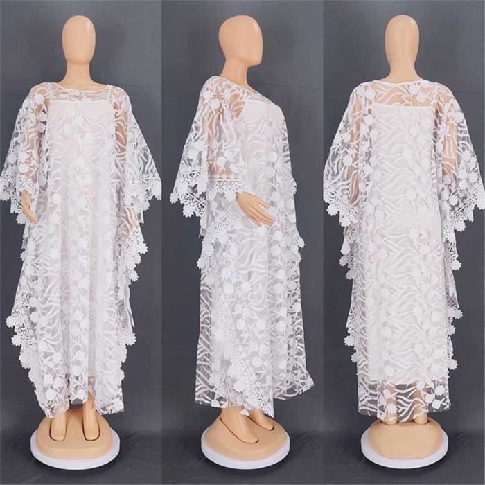 2 pieces ensemble robes en dentelle africaine traditionnelle pour les femmes robe de soiree de mariage grande taille Boubou musulman Noir Cdiscount Pret a Porter