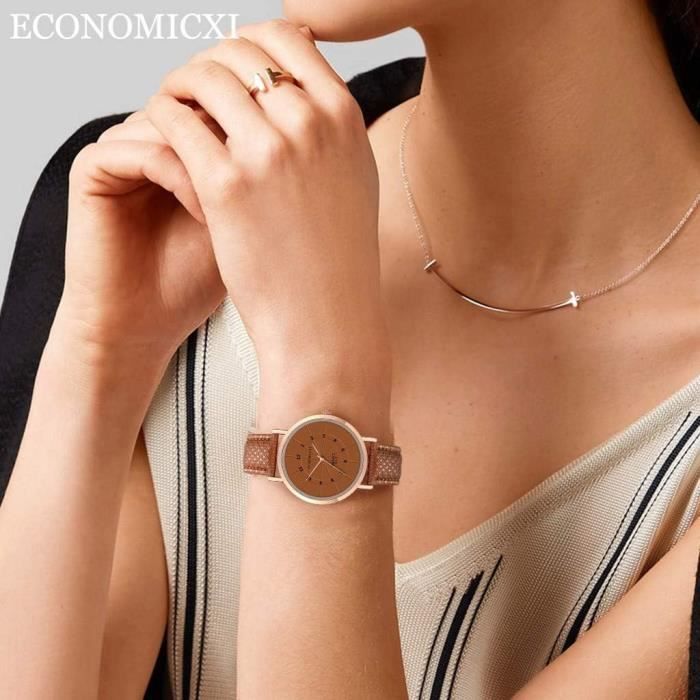 Montre femme bracelet store cuir pas cher