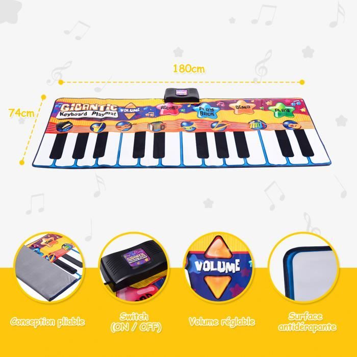 Tapis Jeu Piano Musical Enfant 24 Touches De Piano Avec 8 Modes