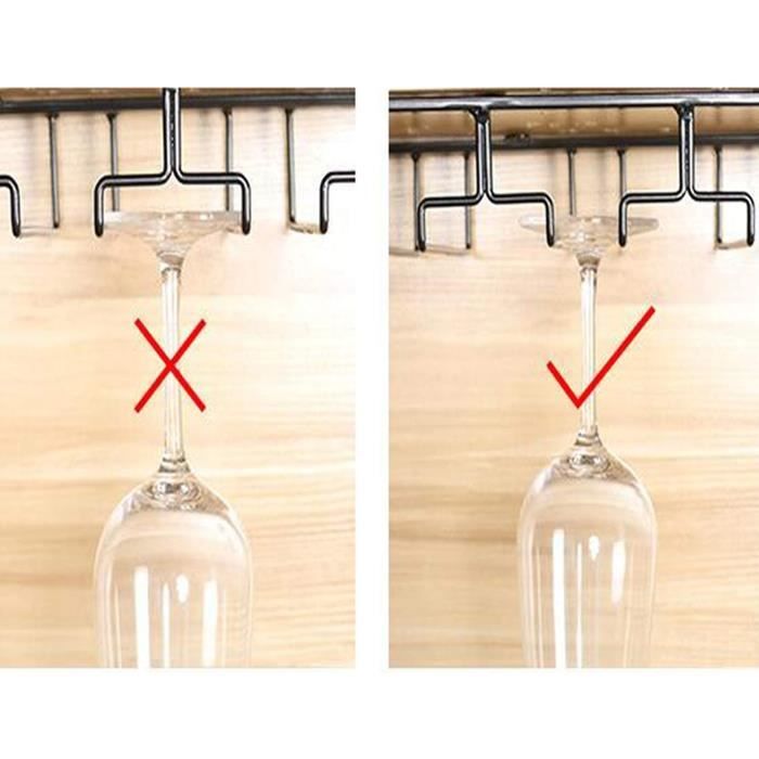 Porte Verres 2 Rangées 6 Verres Porte-verres à Vin Suspendu Sous Armoire Dianoo - 2 Rangées, Finition Chromée, Vis Incluses Range Verre Suspendu