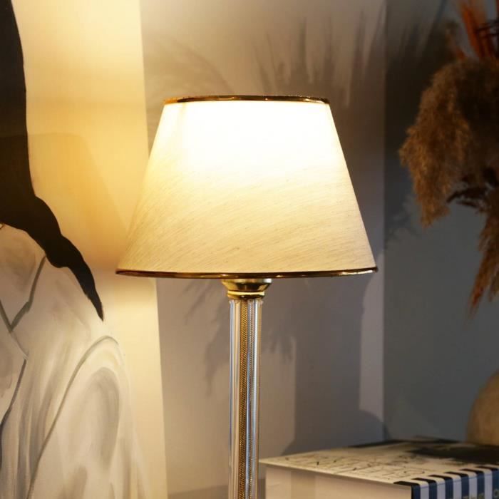 Lampe à poser Relaxdays Lampe de chevet tactile, moderne, h x d : 34 x 18  cm, e14, lumière avec abat-jour en tissu, doré/vert foncé