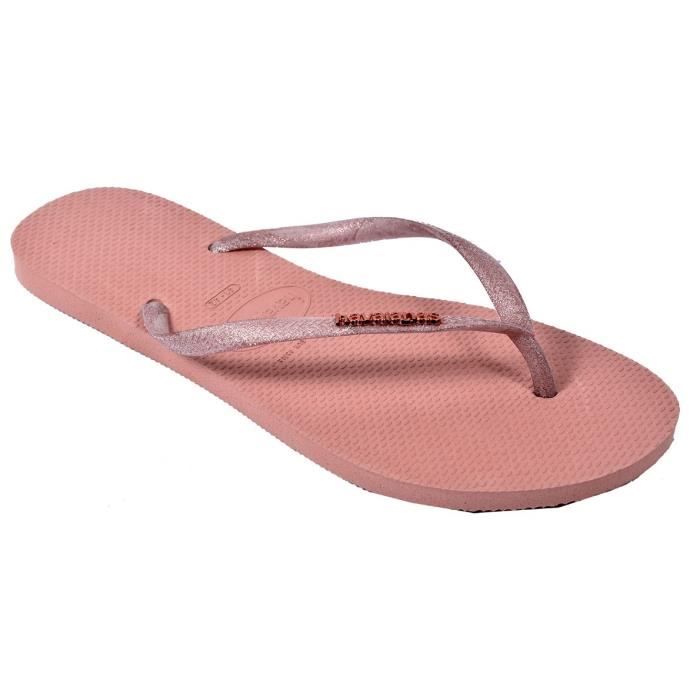 Tongs Femme Havaianas Slim Logo Metallic Rose Fantaisies Legeres et antiderapantes Cdiscount Sport