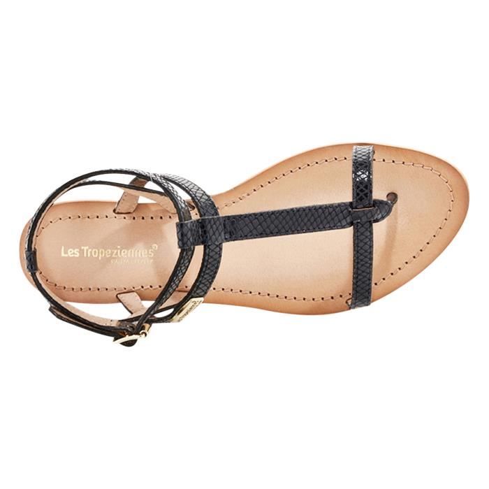 Sandales Les Tropeziennes Par M. Belarbi Hilan Noir Serpent Femme Cuir Bride Boucle Confortable