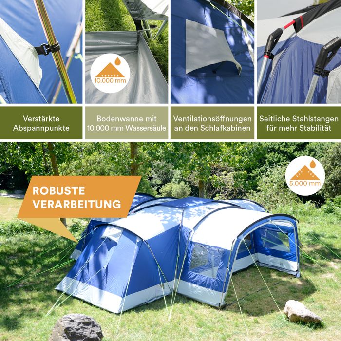Tente Skandika Nimbus 12 – Familiale 3 Chambres, Moustiquaires, Neuve