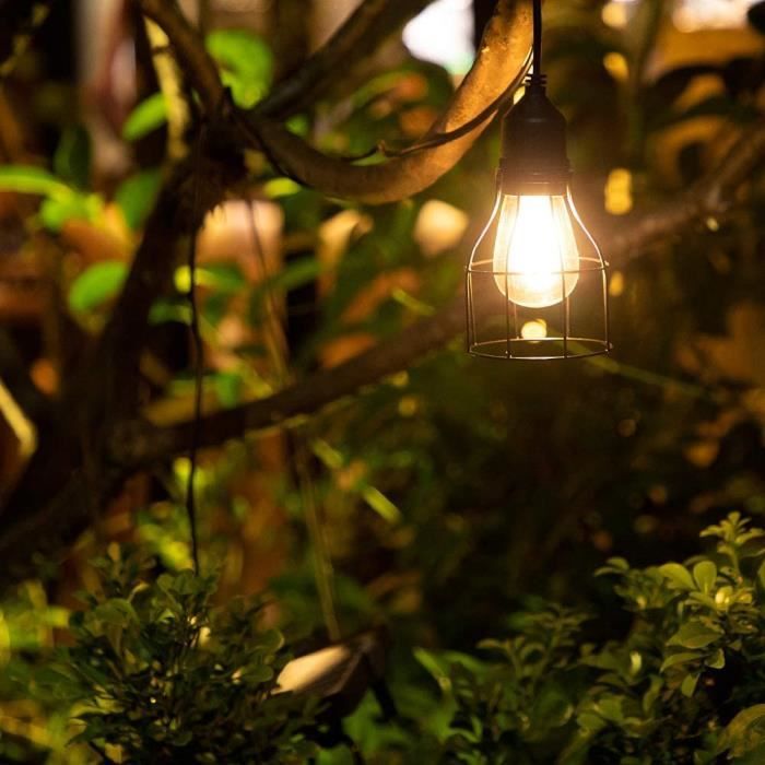 Lampe à suspension solaire d'extérieur lampe à panneau solaire solaire,  corde de chanvre de plante