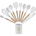 Ensemble d'ustensiles de cuisine antiadhésifs, blanc 11pcs Kit d'ustensiles de cuisine en silicone Ustensiles de cuisine Ustensiles-0