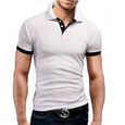 Homme Polo Shirt Manches Courtes Tennis Golf Poloshirt d'Eté Sport Stretch T-Shirt Blanc-0