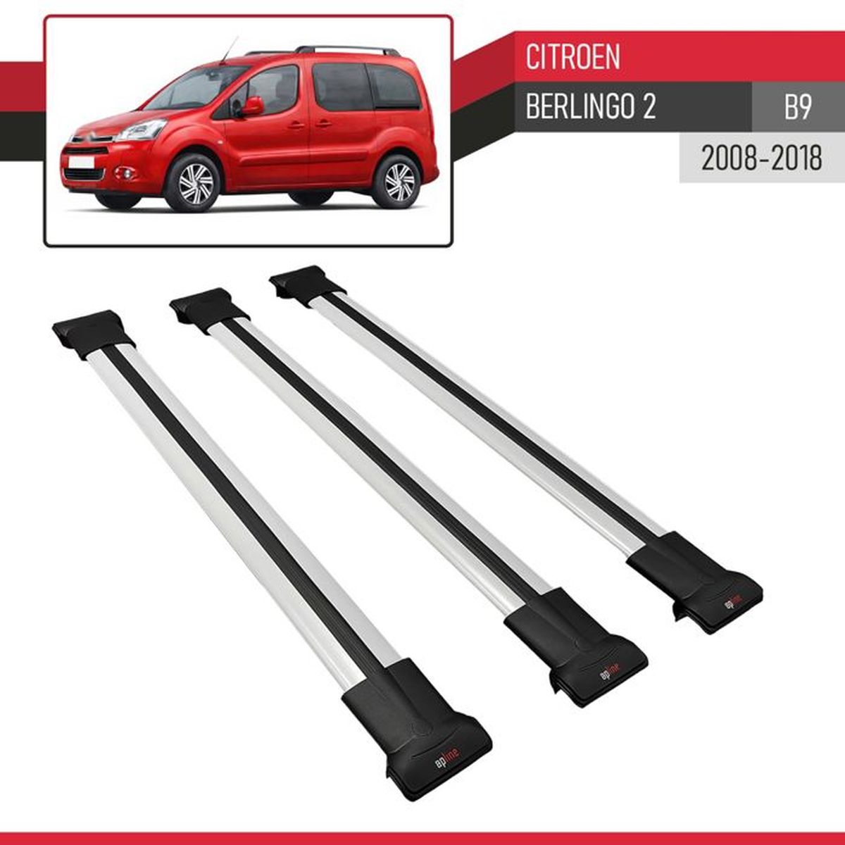 Barres De Toit Peugeot 2008 (2013-2019) – Modèle FLY, Gris Aluminium, Porte-bagages 75 Kg