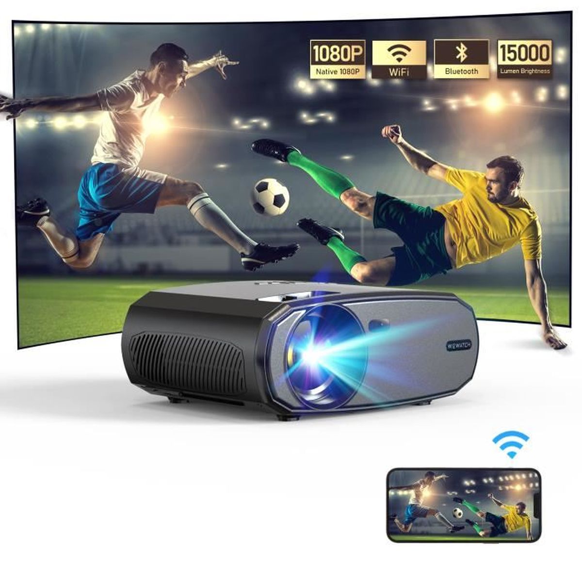 WEWATCH V50 Vidéoprojecteur 1080P Native 15000 Lumens Rétroprojecteur