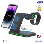 Chargeur induction 3 en 1 BCSK® 15W | Station sans fil de recharge rapide, Pliable | Compatible iPhone, Samsung, iWatch, AirPods
