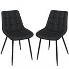 Lot de 2-PU Chaise de salle à manger-Noir-Chaise-PU Tabouret-QUIIENCLEE