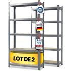 KARAT 2 Set Rayonnage pour charges lourdes Lakota Capacité de charge jusqu'à 875 kg Utilisable individuellement Gris 200 x 100 x 50 cm