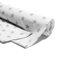 Tissu vendu au mètre, 100 % coton 1 M -, pour la couture Étoiles grises sur blanc