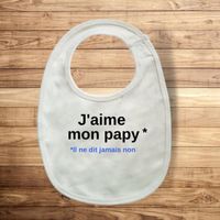 Bavoir J’aime mon papy phrase humour idée cadeau naissance baby shower naissance
