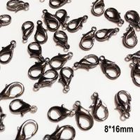 Lot  de 50  Fermoirs  mousqueton  métal  platine qualité pour création de collier et bracelet  taille au choix - 8*16mm