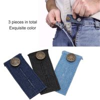 Fdit Extensions de taille de pantalon 3 pièces pantalons rallonges de taille bouton en métal coton facile à utiliser bouton