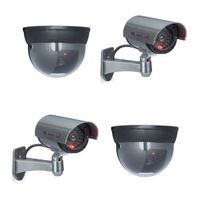 4 x Kamera Attrappe im Sicherheits-Set, 2 Dome Kameras, 2 CCD-Kameras, Mit LED-Licht, Verstellbarer Kamerawinkel