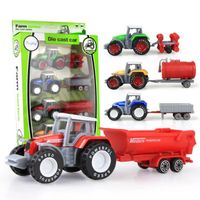 Véhicule d'ingénierie en alliage de tracteur de ferme RMEGA pour enfants - Rouge et bleu