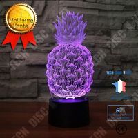 TD® Lampe 3D LED USB Plaque Acrylique Ananas / 7 couleurs changeantes / Veilleuse Table Chevet Bureau Chambre Décor chaud lampe