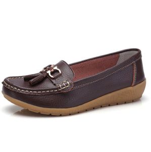 Mocassin Femme En Cuir Véritable Wuayaraymia - Semelle Souple Antidérapante - Confortable Et Style Loafer