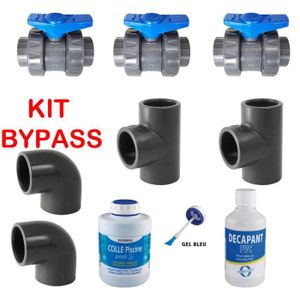 RACCORD - VANNE PVC Pression Kit Bypass 50mm Piscine avec colle et