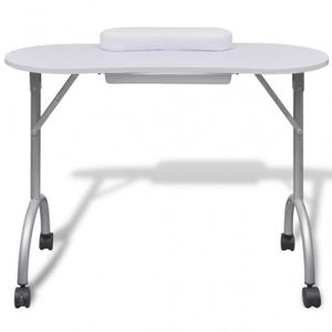 TABLE DE MANUCURE Table de manucure pliante blanche avec roulettes