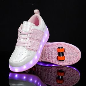 SKATESHOES Mode Baskets Enfants LED lumières Chaussures à Roulettes Garçons Filles Sneakers Avec Roues Automatique De Patinage