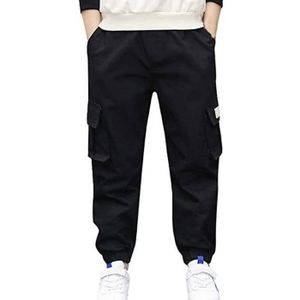 PANTALON Pantalon Cargo pour Garçon Pantalons de Jogging Taille élastique 4-12 Ans Noir