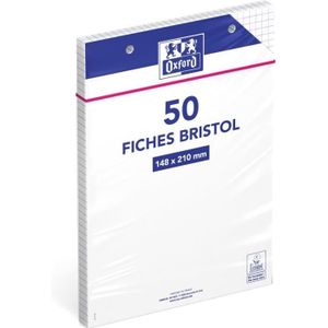 Oxford - Pack de 30 Fiches Bristol - A5 - petits carreaux - perforées -  blanc