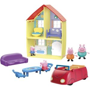 Peppa Pig Peppa's Adventures Voiture rouge familiale, jouet préscolaire  avec phrases et effets sonores, inclut 2 figurines, dès 3 ans 
