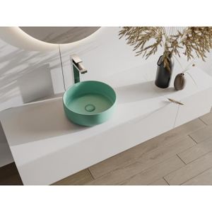 LAVABO - VASQUE Vasque à poser ronde en céramique - Vert mat - 36 