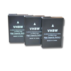 BATTERIE APPAREIL PHOTO vhbw 3x Batterie remplacement pour Nikon EN-EL14 p