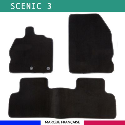 Tapis De Voiture Sur-Mesure Pour Renault Scenic 3 (2009-2016) | 4 Pièces | Antidérapant AUTOGRIP | Avec Clips