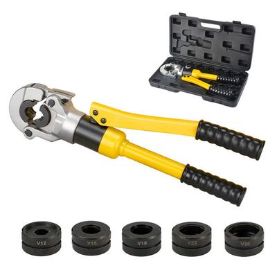 Pince à Sertir Hydraulique Professionnelle - 7 Profils V (12 à 28 Mm), Tête Rotative 180°, Pour Tuyaux Cuivre