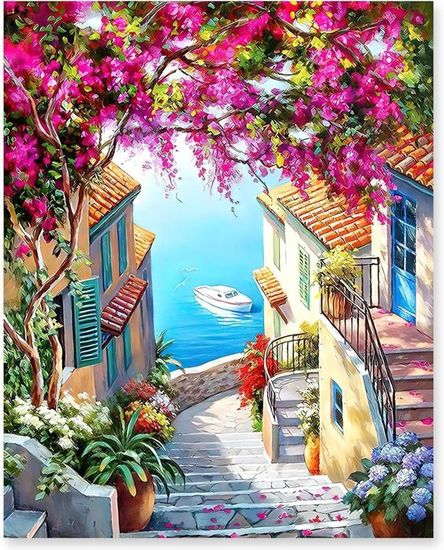 HEIBAGO Fleurs Paysages Peinture Par Numéros Pour Adultes, Kit De Peinture à L'huile Sur Toile Par Numéro Pour Débutants, Peinture DIY Couronne Colorée Pour La Décoration De La Maison, 40x50cm