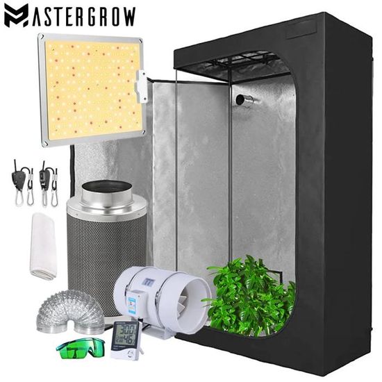 Tente De Culture Complète 60x60x140 Cm Avec Lampe LED 100W, Ventilateur, Filtre à Charbon - Kit Jardinage Intérieur