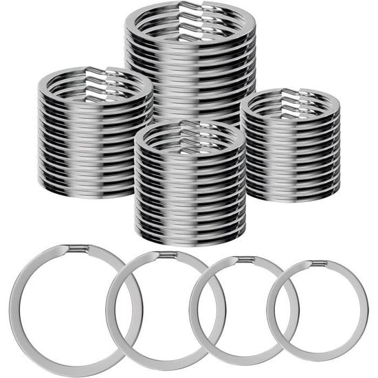 Lot De 60 Anneaux De Porte-clés En Métal - 3 Tailles (20mm, 25mm, 30mm), Plats Et Ronds, Nickelés, Pour Clés, Bricolage