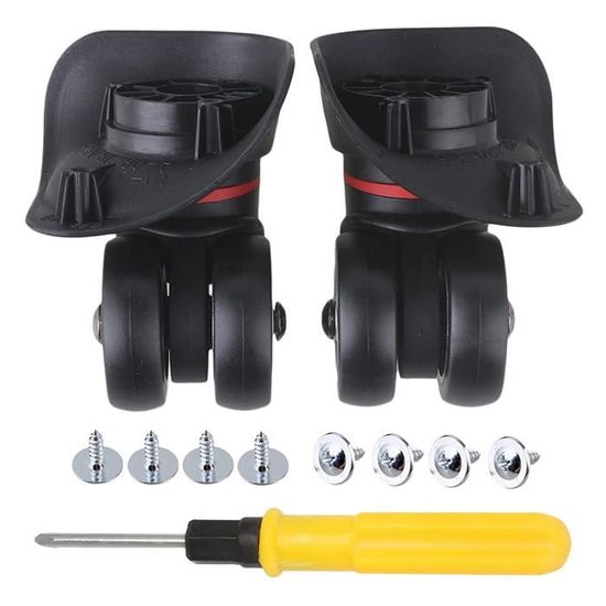 Lot De 2 Roulettes De Rechange Pour Valise - 50x18mm - Caoutchouc - Avec Axes Et Vis