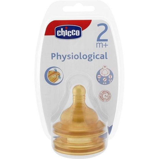 Tétines Chicco Tactile Caoutchouc Flux Papillon 6 Mois+ - Lot De 2, Latex Naturel, Valve Anti-colique