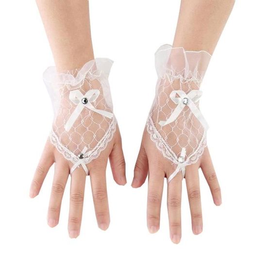 Gants Sans Doigts En Dentelle Et Plumes Pour Femme – Longueur 37cm – Pour Costume, Carnaval, Mariage, Soirée Gothique