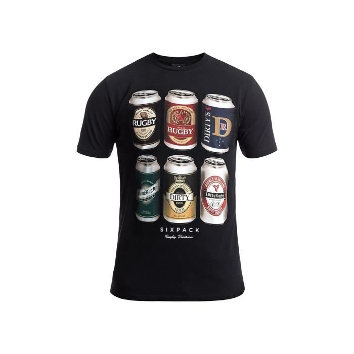 RUGBY DIVISION - Tee shirt manches courtes SIXPACK noir 100% coton taille M
