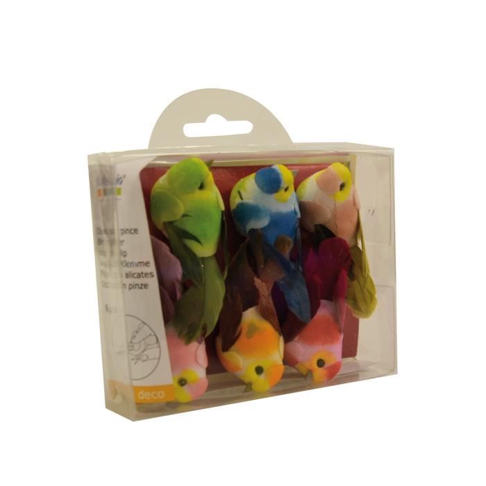 Mini oiseaux décoratifs (sur pince) - 6 pièces ...
