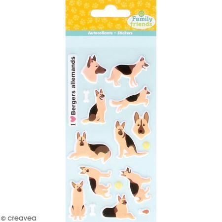 Stickers Puffies Family friends - Berger allemand - 17 autocollants Stickers relief Puffies-nbsp : hème : chiensMotifs: Berger