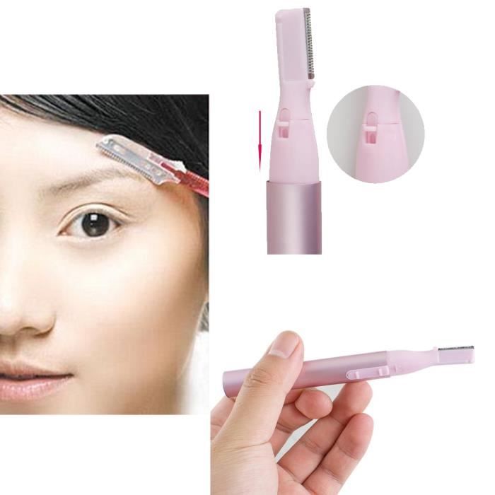 ligne tondeuse rasoir électrique portatif sourcil face à corps de femme.